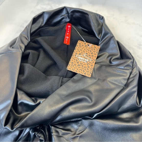 Faux Leather Leggings Women High Waist Pants Black Elastic Tights Black X-Large - Picture 4 of 8